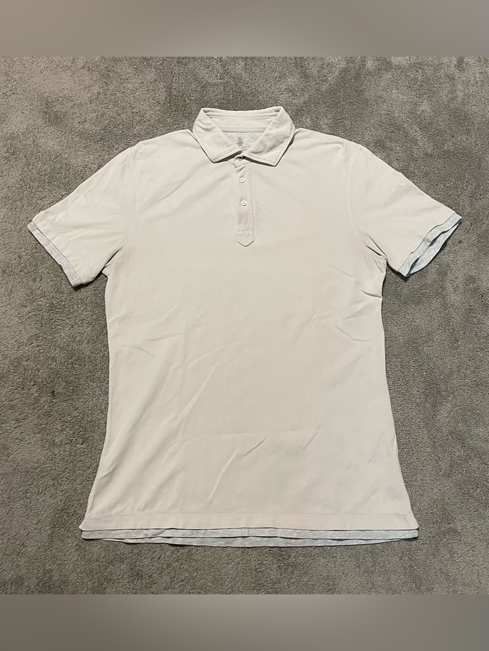 Brunello Cucinelli Polo Shirt Men’s L Ivory White Slim Fit Cotton Italy